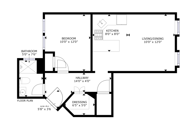 Backbay One Bedroom Floor Plan